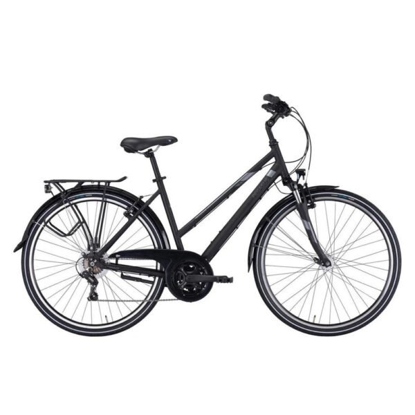 Pegasus Trekkingrad Piazza 21 Damen Trapez schwarz 2026, 21 Gang Shimano