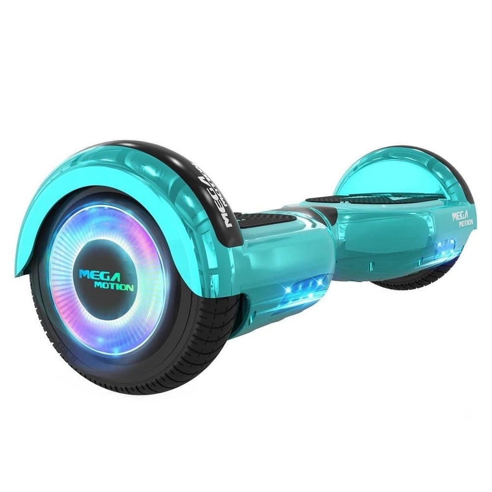 img-1779659549275-923432.jpg MEGA MOTION A03 Hoverboard, 6.5 Zoll, Bluetooth, LED-Licht, 2 Motoren, grün – Bild 1