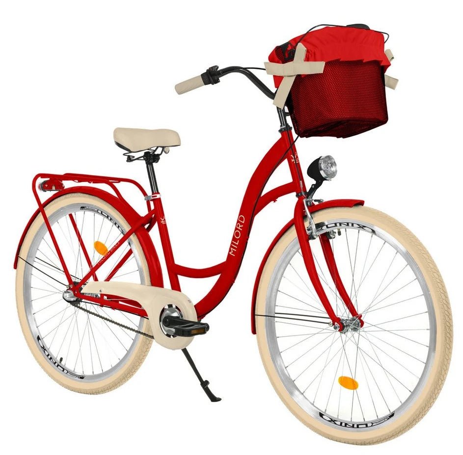 img-1783527708244-768495.jpg Milord Cityrad, 28/26 Zoll, Rot, 3-Gang, mit Korb und Zubehör – Bild 1