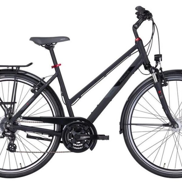 Pegasus Trekkingrad Solero SL 24 Damen Trapez schwarz, 24 Gang Shimano Altus