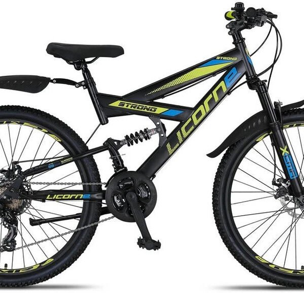 Licorne Bike Mountainbike Strong D, Vollfederung, 21 Gänge, Scheibenbremsen