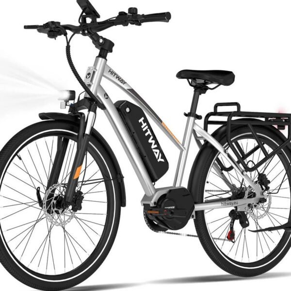 HITWAY E-Bike Cityrad 27,5 Zoll, 70 Nm Mittelmotor, 468 Wh, 7 Gang Shimano