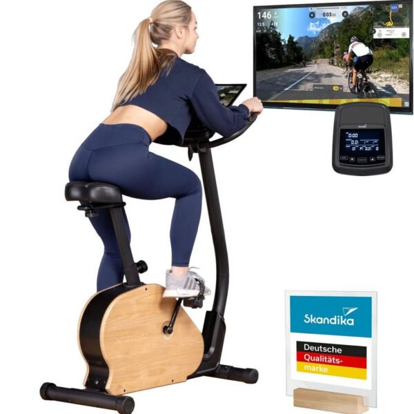 Skandika Ergometer Treliv P8, Eisen mit Holz, LED Display, 22 Programme